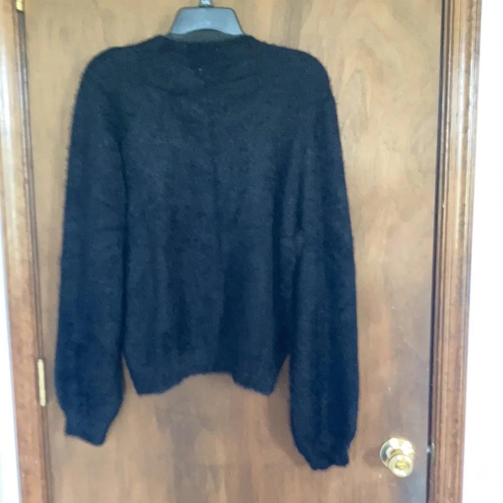 Relist 2/15 ❌ Cara Santana x Nine West black sweater w sequin chevron stripe XL - Picture 10 of 14